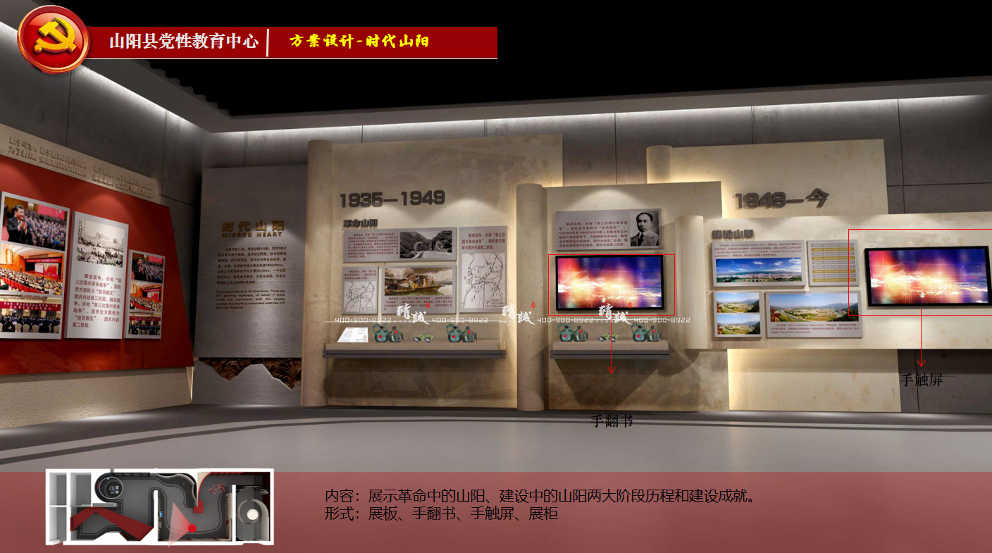 商洛山陽縣黨性教育中心展廳設計效果圖介紹